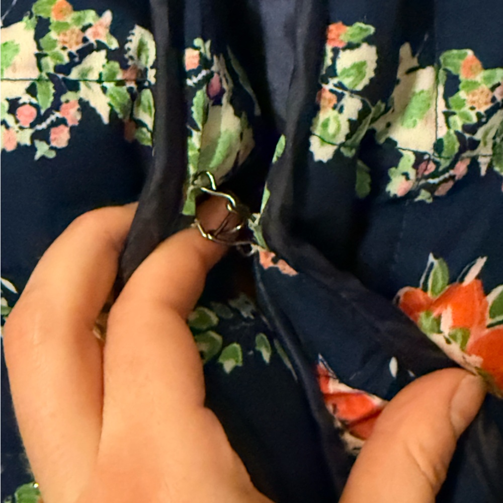 Floral Women's Jacket - Navy and Red - Picture 5 of 7